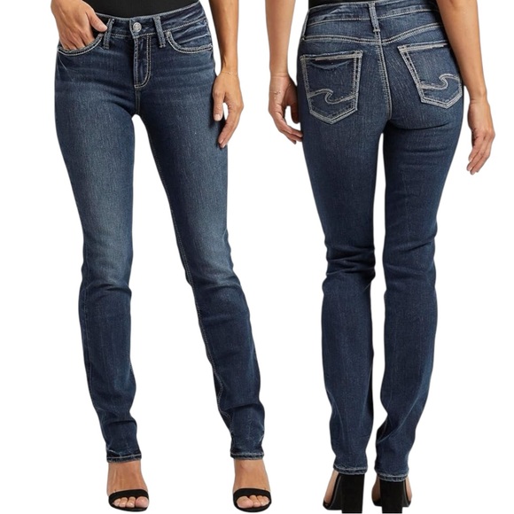Silver Jeans Denim - Silver Jeans Suki Straight Fit Dark Denim Jeans 34x33